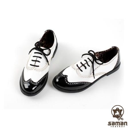 Leather oxford shoes black and white + best buy price